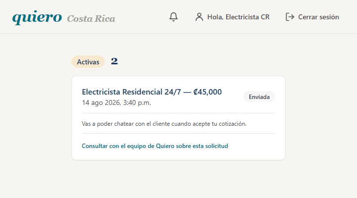Cotización enviada, esperando respuesta del cliente